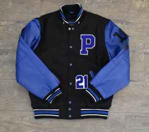 Chaqueta Universitaria Vintage Personalizable, 100% Lana, Reversible, Talla XS, Bordada, Botones de Mezclilla 3D, Servicio OEM Disponible - Product Image 1