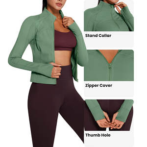 Wholesale High-Neck Performance Top Yoga <b>Jacket</b> with Raglan Sleeves Athleisure Zipper Top <b>Women's</b> Versatile Slim Fit <b>Jacket</b> - Product Image 4