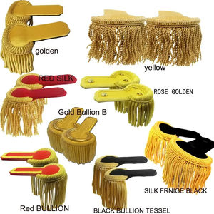 Gold Bullion Tassel Shoulder Epaulette with <b>Fringe</b> Embroidery <b>Trimmings</b> for Board Uniforms Includes Hamza Badges - Product Image 6