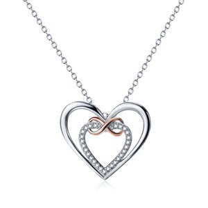 Vendita calda S925 argento Sterling doppio amore <span class=keywords><strong>infinito</strong></span> collana di colore galvanica per le donne semplice moda collana - Product Image 6