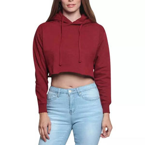 Alta calidad personalizado pulóver Crop Top Sudadera con capucha para mujer transpirable ligero de talla grande para Yoga hecho en Pakistán al por mayor - Product Image 1