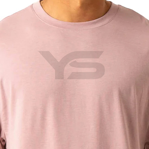 T-shirt décontracté pour hommes de haute qualité imprimé de logo personnalisé maillot de fitness à manches courtes en pur coton motif solide coupe surdimensionnée - Product Image 2