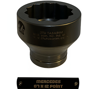 Clé à douille à 12 points de 67 mm pour écrous d'essieu/roue de camions Mercedes, usage intensif |   3/4 Drive-2TUTASARIM Garantie de 2 ans de la marque - Product Image 2