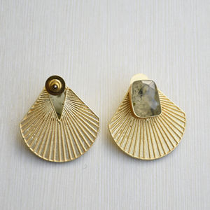 Pendientes de Latón al por Mayor, Diseño de Piedra Natural en Bruto, Acabado Chapado en Oro de 18K, Estilo Moderno, Calidad de Exportación al por Mayor - Product Image 6