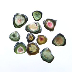Lote de 11 piezas de sandía Bio Tourmaline Slice Natural Tourmaline Slice Shape Gemstone Precio al por mayor - Product Image 2