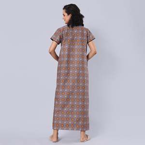 Chemise de nuit longue Evolve pour femme 100 % coton imprimé, super confortable et douce, en popeline tissée, avec taille élastique, pour l'été, taille XS - Product Image 4