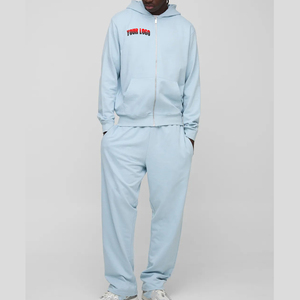 Vente en gros de survêtement d'hiver uni en coton 100% 300 g/m², poids moyen, sur mesure pour homme, pantalon de survêtement uni et sweat-shirt à capuche, ensemble 2 pièces - Product Image 4