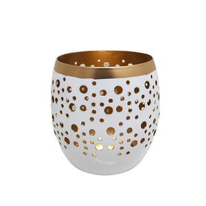 Ensemble de 3 bougeoirs ronds votifs en fer couleur vert et or de taille moyenne dernier design pour la maison et la décoration de table - Product Image 5