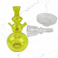 Ensemble de narguilé en verre jaune pour bar, salon, fête, avec bol transparent et tuyau noir, narguilé abordable pour usage domestique, chicha