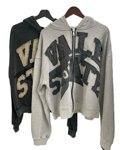 Fabricant de sweats à capuche personnalisés pour hommes 500 Gsm 100% coton Sweatshirts à capuche brodés lourds Sweatshirts à capuche zippés lavés à l'acide Custom - Product Image 4