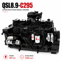 محرك ديزل كامنز QSL8.9-C295 للبناء بقوة 209 كيلوواط و295 حصان وسرعة 2200 دورة في الدقيقة مع شاحن توربيني للحفارات والآلات الثقيلة