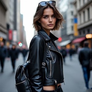 Chaqueta recortada de corte alto para mujer, chaqueta de motocicleta de calle, Chaqueta corta con cremallera para mujer, chaqueta de cuero Pu de Color sólido - Product Image 3