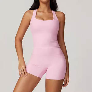 Conjunto de 2 piezas de ropa deportiva personalizada para mujer, gimnasio, deportes, Fitness, camisetas sin mangas, mallas de Yoga, conjuntos de entrenamiento físico para mujer - Product Image 4