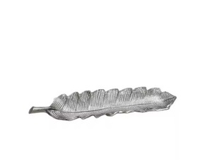 Plateau en métal doré et blanc Design Leaf décoratif pour table basse, cuisine ou salle à manger, maison moderne ou pour servir des repas, des collations et du thé. - Product Image 6