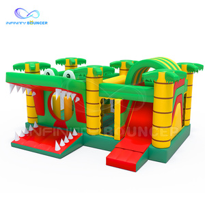 Nouvelle arrivée Jungle thème série commerciale extérieure enfants et adultes aire de jeux obstacle gonflable Combo toboggan château plein d'entrain - Product Image 3