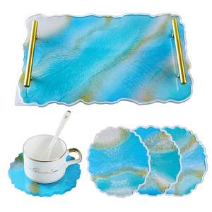 Bandeja de Resina Hecha a Mano Económica con Posavasos, Diseño Elegante y Personalizable para Decoración del Hogar y Servicio de Invitados - Product Image 3