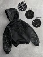 Ensemble de survêtement unisexe d'hiver avec strass et cristaux, style streetwear |   Combinaison de sport 100% coton à séchage rapide |   Usine OEM