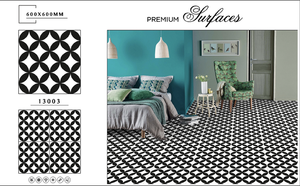 Azulejos de Piso Cuadrados Modernos de Porcelana Brillante y Mate, Esmaltados, de 8 mm de Grosor, en Blanco y Negro - Product Image 6