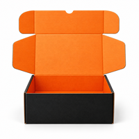 Boîtes d'expédition en carton ondulé personnalisées en gros, boîtes d'emballage noires et orange avec logo, boîtes cadeaux pliables à rabat