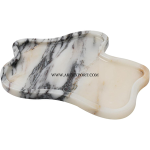 ถาดเสิร์ฟอาหารหินอ่อนทรงสี่เหลี่ยมผืนผ้าถาดเสิร์ฟอาหารลายสีขาวที่หรูหราเหมาะสำหรับใช้ในบ้าน - Product Image 4