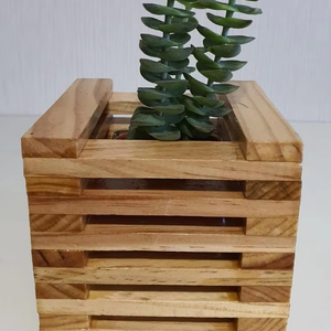 HANDICRAFTS Wooden Flowerpot Wishing Well Planter Backyard Garden <b>Decor</b> Creative Wooden Planters Bark Flower <b>Pots</b> Garden - Product Image 2