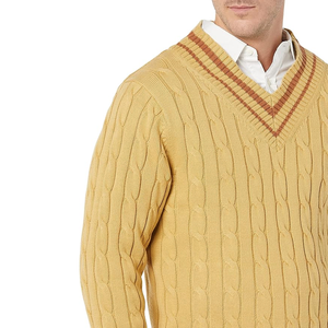 Pull en tricot rayé 100 % coton pour homme, style décontracté et respirant, col en V - Product Image 5