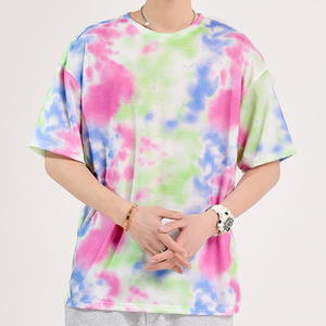 T-shirt à manches courtes décontracté pour hommes, col rond avec impression tie-dye, t-shirt imprimé de haute qualité, vente en gros - Product Image 6