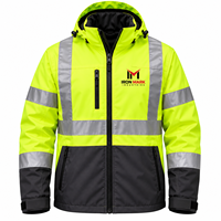 Veste de travail de sécurité en coton imperméable réfléchissant haute visibilité, à capuche, softshell, uniforme, logo personnalisé OEM, fusion sans couture