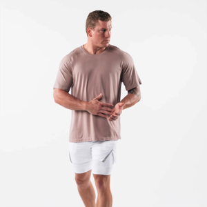 Camisetas transpirables hechas a medida para hombre 2025, camiseta lisa ajustada de mezcla de algodón de manga corta con logotipo personalizado para uso diario - Product Image 1