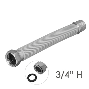 Tubo di Estensione per Acqua in Acciaio Inossidabile Corrugato Lunghezza da 22,5 a 30 cm. Raccordi da 3/4 di pollice - Product Image 4