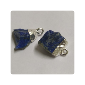 Lapislázuli natural rugoso con conectores de piedras preciosas de bisel de plata esterlina galvanizada de plata 925 para la fabricación de joyas - Product Image 1