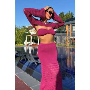 ชุดถักลายฉลุสามชิ้น 10087 บัสติเยร์และโบเลโรพร้อมดีไซน์ลายฉลุสุดเก๋ - Product Image 4