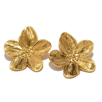 Bijoux H2 C0004 Boucles d'oreilles à clous en acier inoxydable de luxe 90% de pureté Cinq pétales Accessoire floral vintage pour femmes Looks tendance