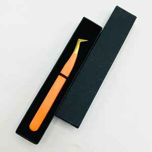 Pince à cils en acier inoxydable à pointe de fibre de couleur personnalisée pour extension de cils 3D 6D outils d'extension de faux cils en vison - Product Image 1
