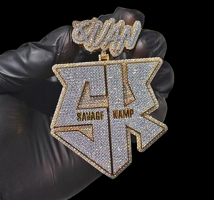 Pendentif personnalisé pour homme en 3D avec un nom, plaqué or 18 carats brillant, moissanite certifiée GRA, bijoux glacés, charme - Product Image 4