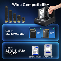 Duplicador multifunción FIDECO ABS 2,5 3,5 pulgadas SATA HDD SSD acoplamiento con ventilador de refrigeración soporte M.2 a SATA