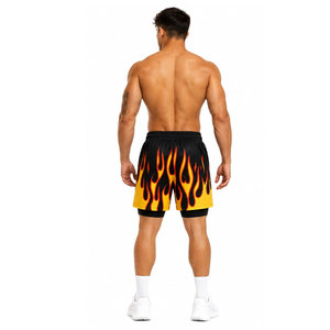 <b>Men's</b> Flame Print Shorts Quick Dry Drawstring Casual Mid Waist Short Length Polyester Swim <b>Trunks</b> - Product Image 5