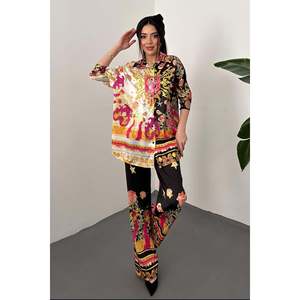 Yellow Shirt And Patterned <b>Trousers</b> Set - Yellow - Product Image 1