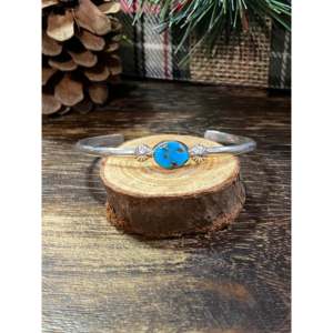 Navajo Handmade Kingman Turquoise & Sterling <b>Silver</b> Fashion <b>Cuff</b> <b>Bracelet</b> Kingman Turquoise & Sterling <b>Silver</b> - Product Image 1