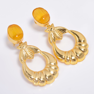 Boucle d'oreille en laiton pierres précieuses femmes mode bijoux en pierres précieuses fait à la main en laiton bijoux en pierres précieuses exportateur bijoux en laiton Antique - Product Image 1