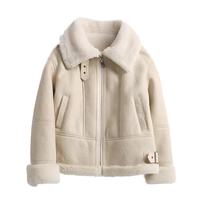 Blouson aviateur en cuir véritable de qualité supérieure pour homme avec col montant, design respirant pour l'hiver, doublure en sherpa