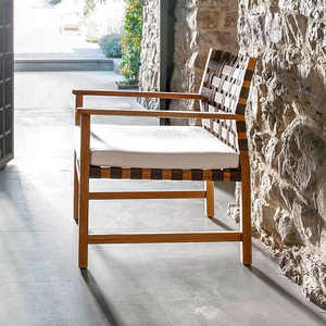 Chaise longue d'extérieur en bois avec coussin pour jardin et camping Banc de patio durable - Product Image 2