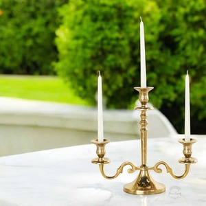 Customizable Shiny Gold Metal Aluminum <b>Candelabra</b> 3-Arm Handicraft for Home Decorate Wedding Parties Table Decorations - Product Image 1
