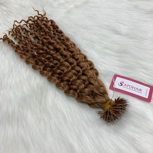 Produit chaud Deep Wavy Natural Curl Remy Extension de cheveux brésiliens 1g/pointe pas d'emmêlement pas de perte de bande pré-collée Style Nano anneaux - Product Image 4