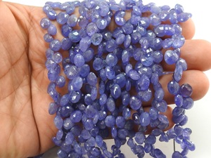 Cuentas de hebra de 7 pulgadas con forma de corazón facetado de lágrima de tanzanita 7X7 4X4MM piedra Natural azul aproximada para la fabricación directa de joyas - Product Image 3
