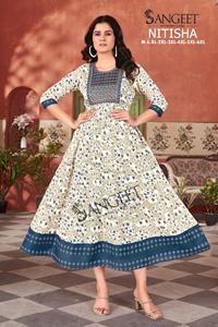 ชุดยาวพิมพ์ลายเคอร์ติสสีทองสไตล์อินเดียสำหรับผู้หญิงชุดราตรียาวสไตล์อินเดียพร้อมชุดเดรสขนาดใหญ่พิเศษมีให้เลือก - Product Image 2