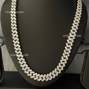 925 Sterling Silver 12 MM Wide Unisex VVS Moissanite Diamond Cuban <b>Link</b> Chain Christian Luxury Necklace for Party & Gift - Product Image 3