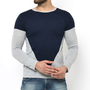 T-shirts à manches longues en coton 100 pour hommes, col rond, confortables, coupe douce, t-shirts unis, fournisseur de vêtements personnalisés OEM - Product Image 1