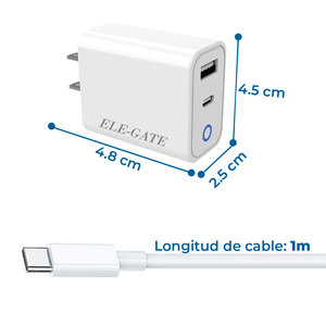 Chargeur USB-C PD 20W 2-en-1 avec port USB à charge rapide, adaptateur double fonction pour téléphone et écouteurs, compatible avec les prises EU/US/UK - Product Image 3