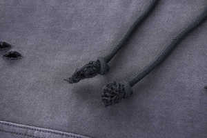 Sweat à capuche patchwork en polaire légère personnalisé par OEM Sweats à capuche délavés à l'acide de grande taille à épaules tombantes et à conception boxy surdimensionnée - Product Image 5